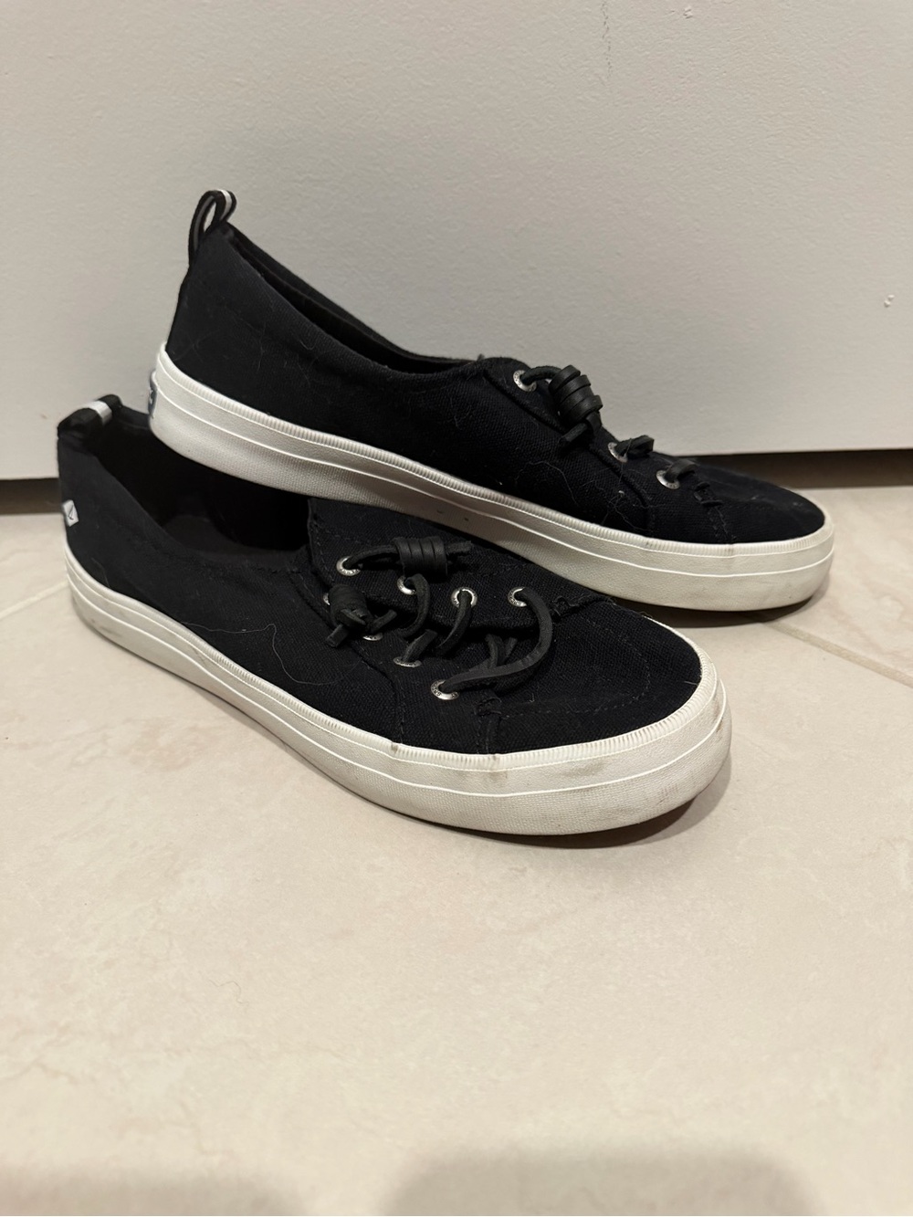 Sperry Black Low-Top Canvas Sneakers with White Sole